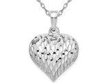 Sterling Silver Heart Diamond-Cut Pendant Necklace with Chain